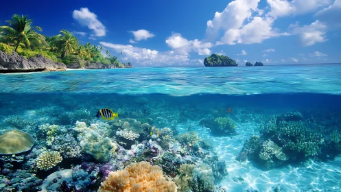 Tropical reef paradise where clear waves meet bright coral.