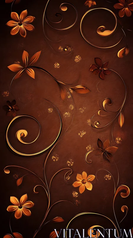 Golden Floral Ornament with Spiral Flourishes.