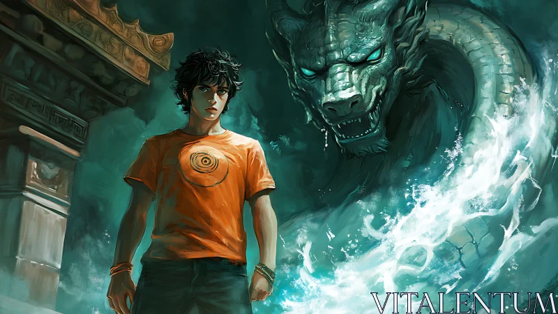 Storm-lit boy and sea dragon sharing one fierce heartbeat.