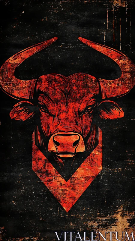 Red bull head emblem on distressed black background.