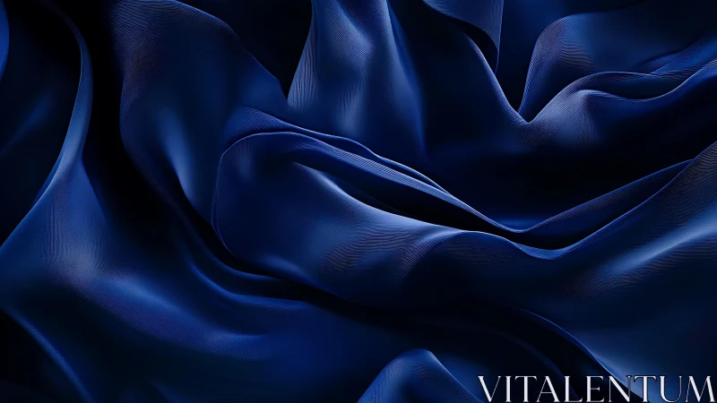Deep Blue Satin Folds Abstract Texture in Luxurious Style.
