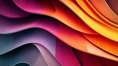 Layered chromatic ribbon surfaces form dynamic abstract waves