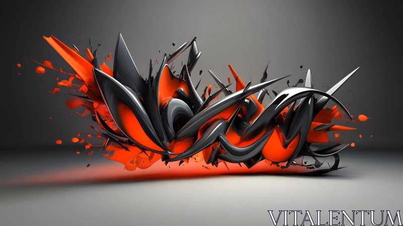 Dynamic Abstract Graffiti Art in Black, Red, and Gray Tones.