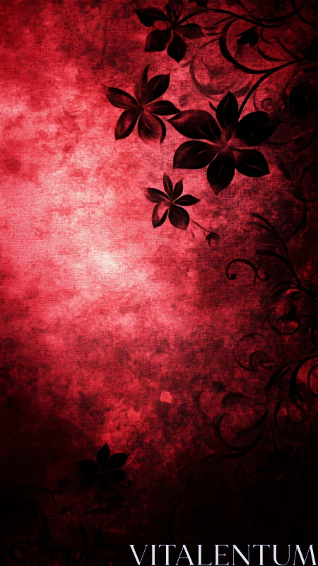 Crimson Elegance Blooms Against Mysterious Vintage Depths