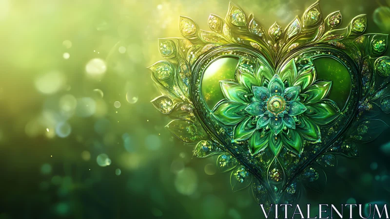 Heart-shaped ornamental structure with floral and botanical elements rendered digitally
