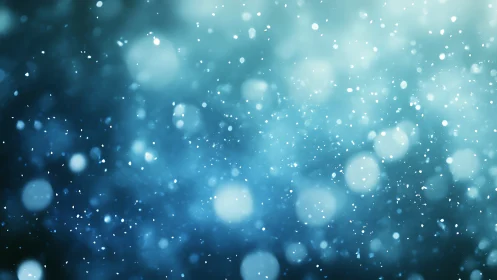 Photorealistic blue bokeh snowfall field with soft depth of field.