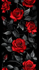 Striking Red Roses Dance Against Deep Black Canvas