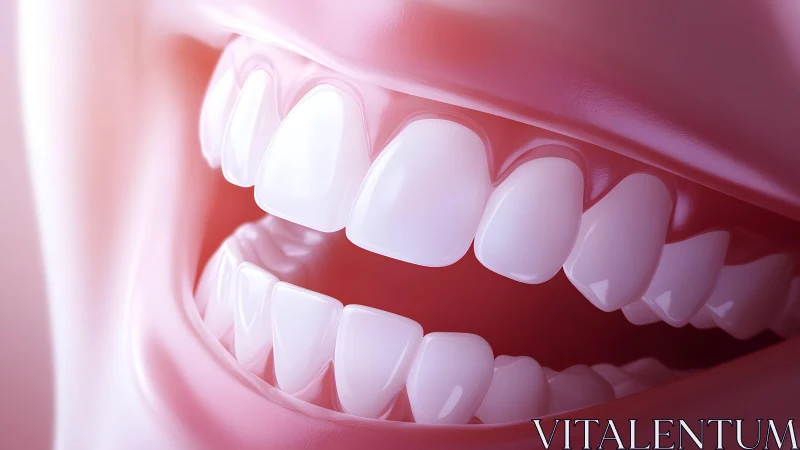 Close-up of Healthy White Teeth in a Realistic Digital Art Style.