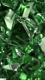 Emerald crystal shards reflect intense neon green light.