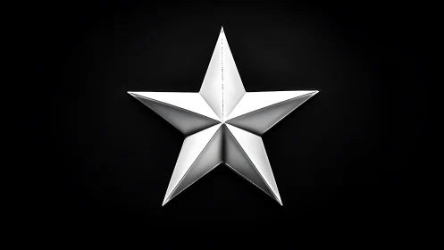 Specular metallic five-point star under controlled key lighting.