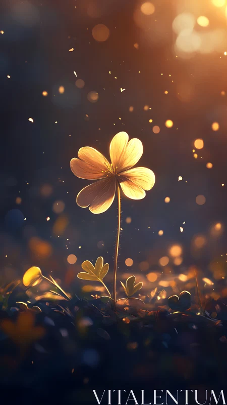 Macro illumination study of clover bloom in volumetric dusk field.