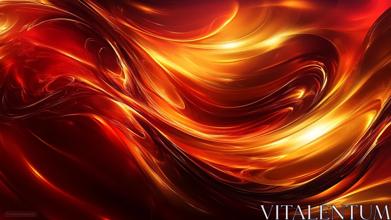 Liquid Fire Abstraction with Swirling Golden Luminescence.