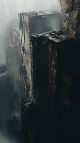 Megastructure canyons in fog-diffused postindustrial voidscape.