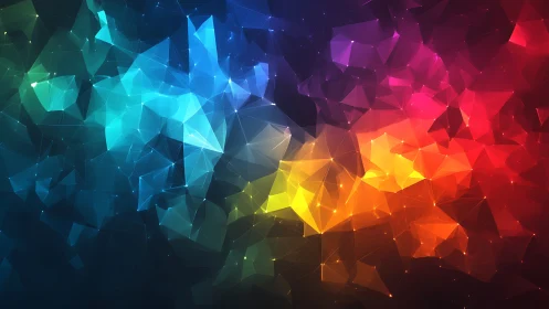 Polygonal spectrum network with luminous gradient shards.