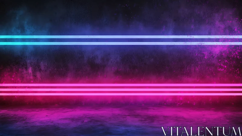 Neon horizon stripes ignite a moody ultraviolet dreamscape.