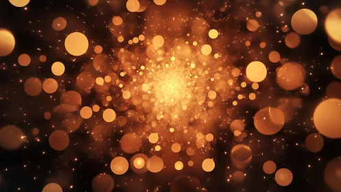 Glowing Orange Bokeh Lights in Abstract Burst Pattern Design.
