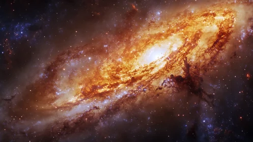 Spiral galaxy core shows dense star-forming dust lanes and ionized gas