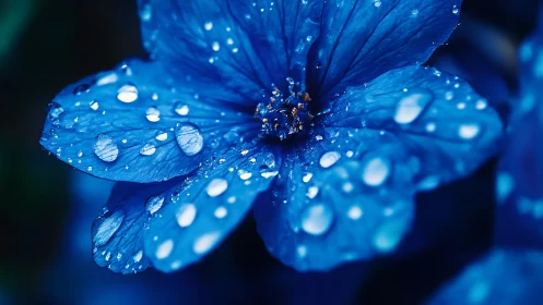 Hydrophobic Petals: Micro-droplet Suspension on Blue Composite Surface.
