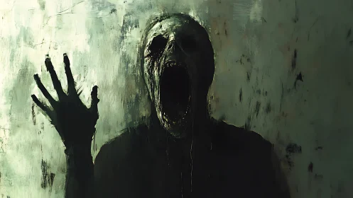 Shadowy humanoid figure with gaping mouth reaches forward