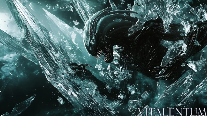 Shattered void wraith erupting through frozen starlight.