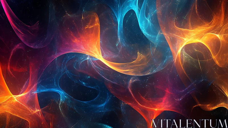 Shimmering nebula waves swirl in vivid cosmic color