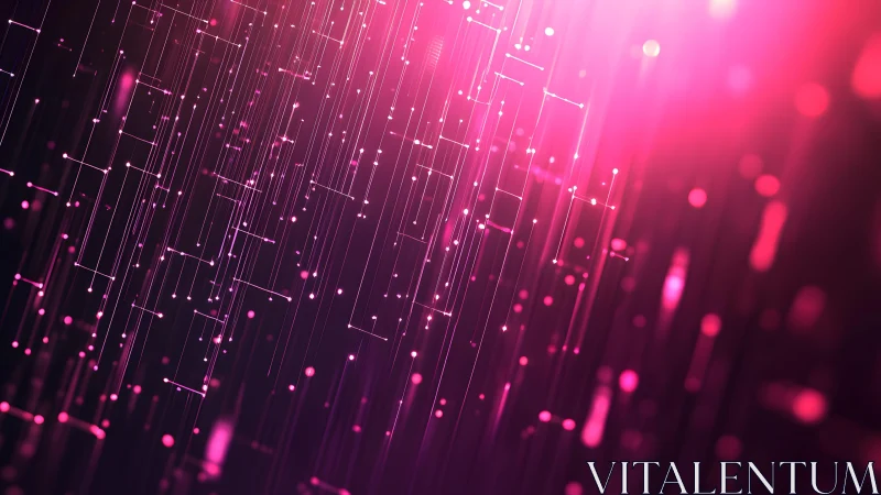 Futuristic Digital Network in Pink Abstract Light, 3D Render.