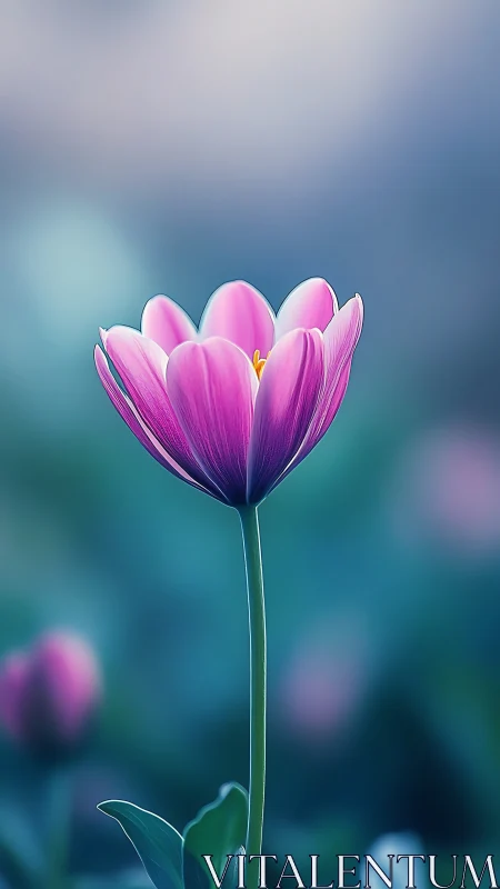 Macro botanical study: magenta tulip with turgid petals and bokeh depth field.