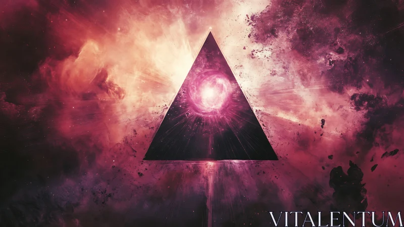 Nebula-born triangle portal swallowing a newborn starburst.