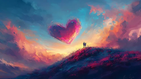 Digital Landscape: Luminous Heart Against Ethereal Sky.