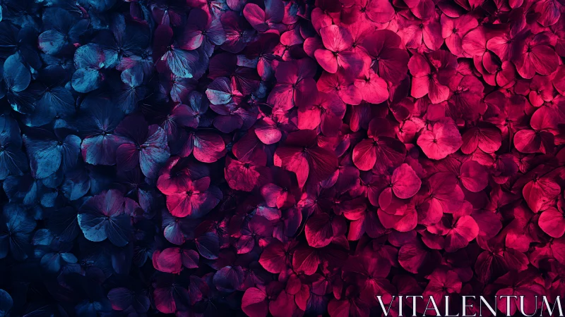 Dichromatic Floral Gradient: Blue-to-Magenta Petal Composition.