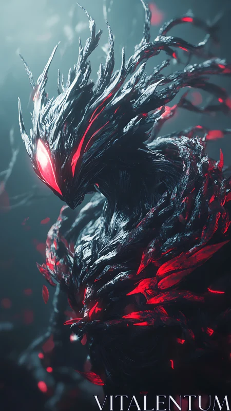 Shadow wraith with glowing crimson core emerges from mist.