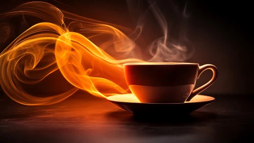 Luminescent Teacup with Dynamic Ethereal Fire Flow.