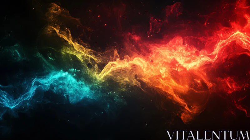 Prismatic energy nebula arcs across deep cosmic void.