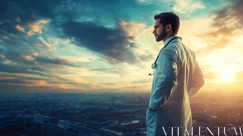 Skyline doctor weighs tomorrow’s cures above the waking city