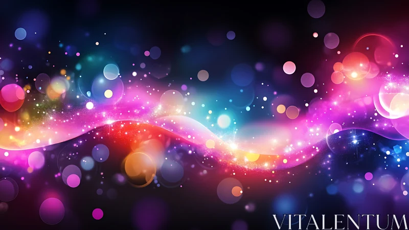 Colorful starlit waves of light drifting through the dark.