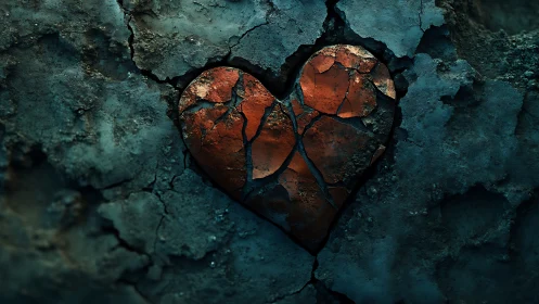 Heart's Glow: Rust and Soul on Weathered Stone.