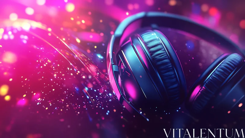 Neon-lit overear headphones capture immersive digital soundscape