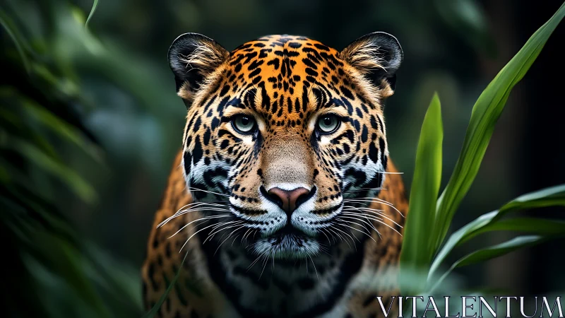 High-resolution jaguar portrait with shallow depth-of-field focus