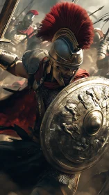 Storm of bronze and crimson on an ancient battlefield.