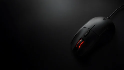 Sleek wired gaming mouse with red LED accent lighting.