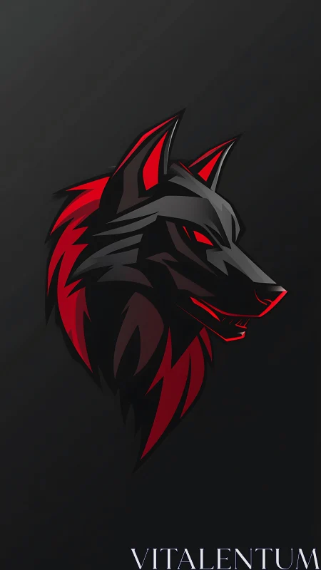 Shadowed crimson wolf emblem with bold electric energy.