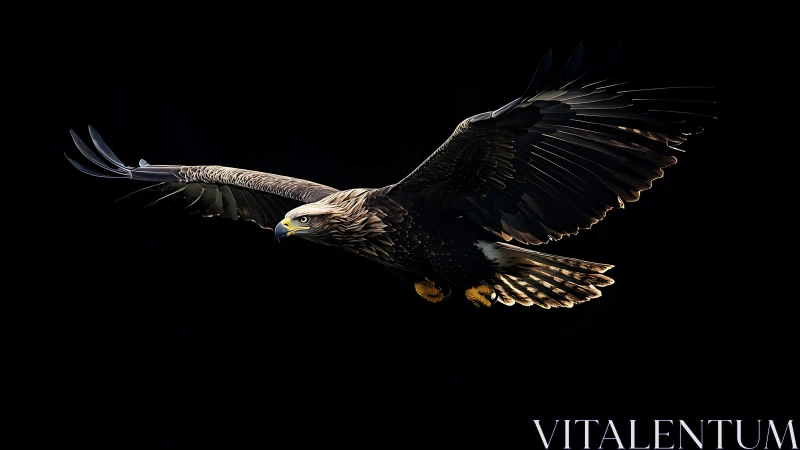 Majestic eagle soaring in dramatic lighting, fine art wildlife style.