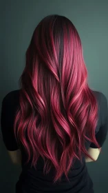 Radiant pink balayage hair flows in soft, glossy waves