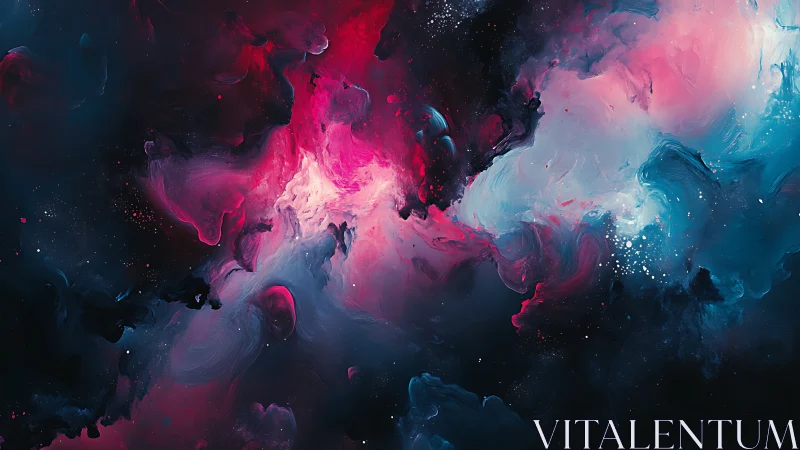 Nebula-inspired abstract clouds in vibrant pink and teal.