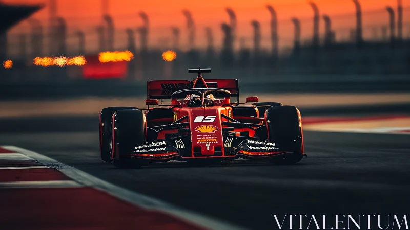 Sunset-scorched circuit lets scarlet race car breathe fire
