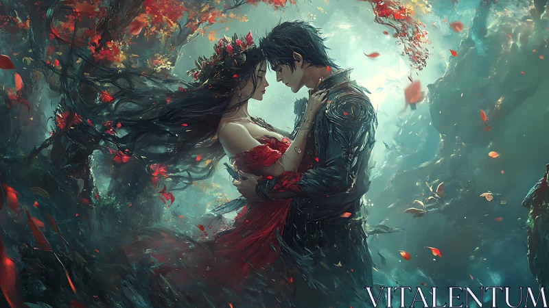 Emerald Embrace: A Dance of Thorns and Crimson Whispers.