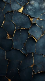 Dark cracked stone shards reveal glowing golden seams