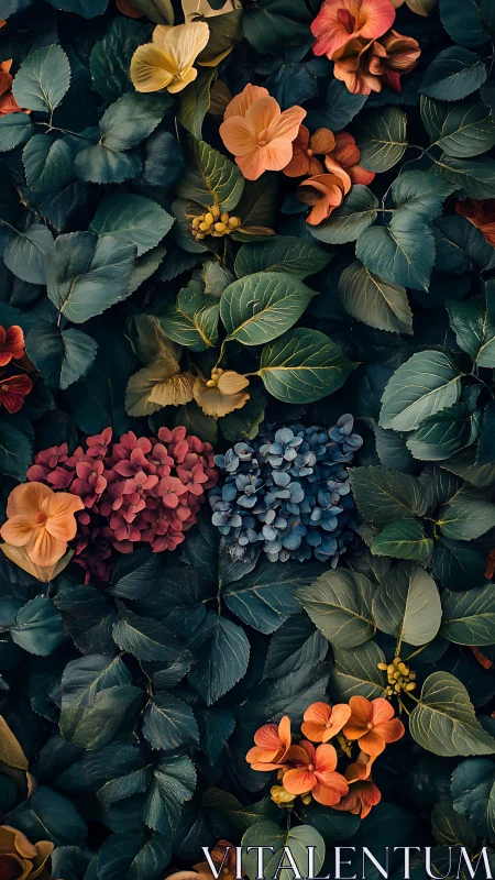 Garden Blooms with Hydrangeas and Nasturtiums