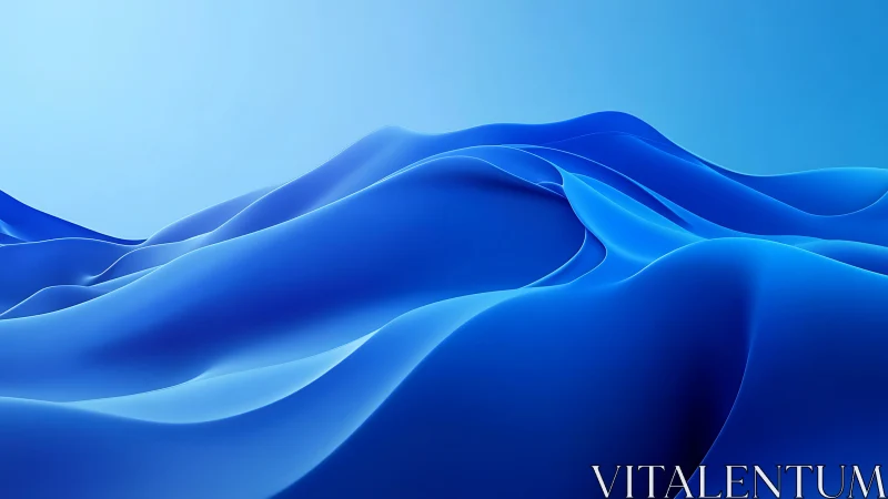 Fluid blue waveforms roll across a luminous gradient sky.