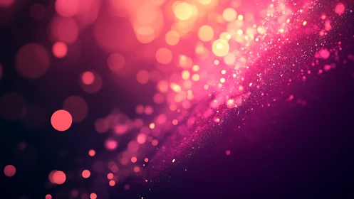 Vibrant Pink and Gold Abstract Bokeh Light Background Design.